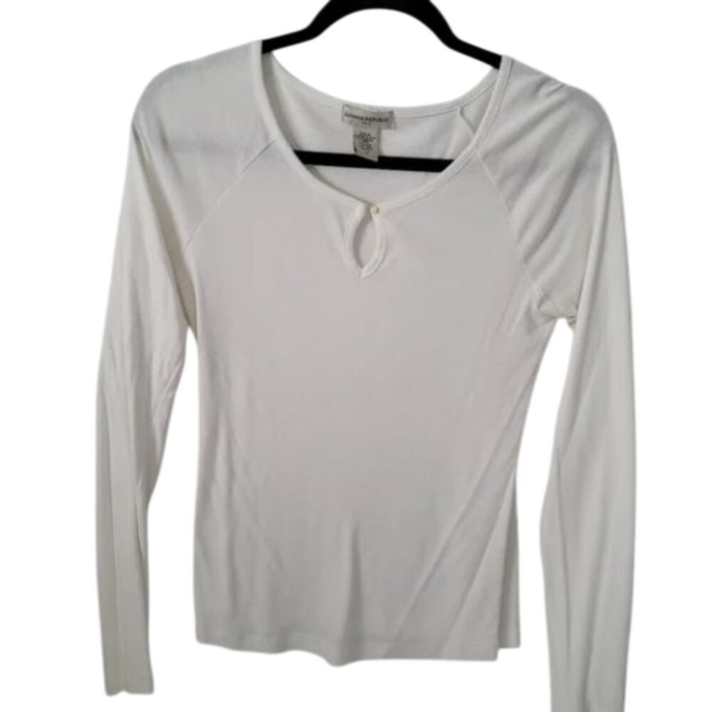 BANANA REPUBLIC White 3/4 Sleeve Shirt SO SOFT